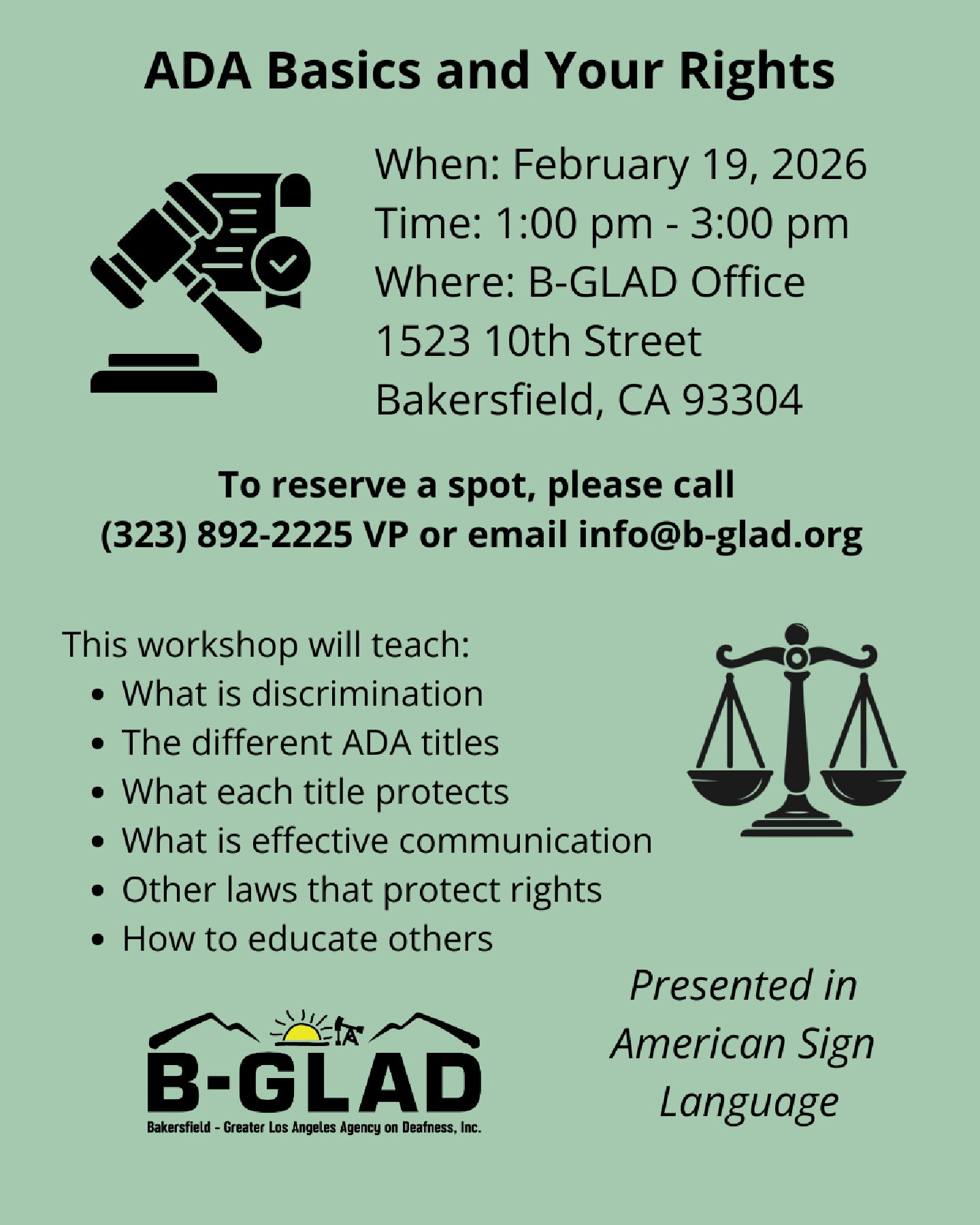 B-GLAD: ADA Basics and Your Rights