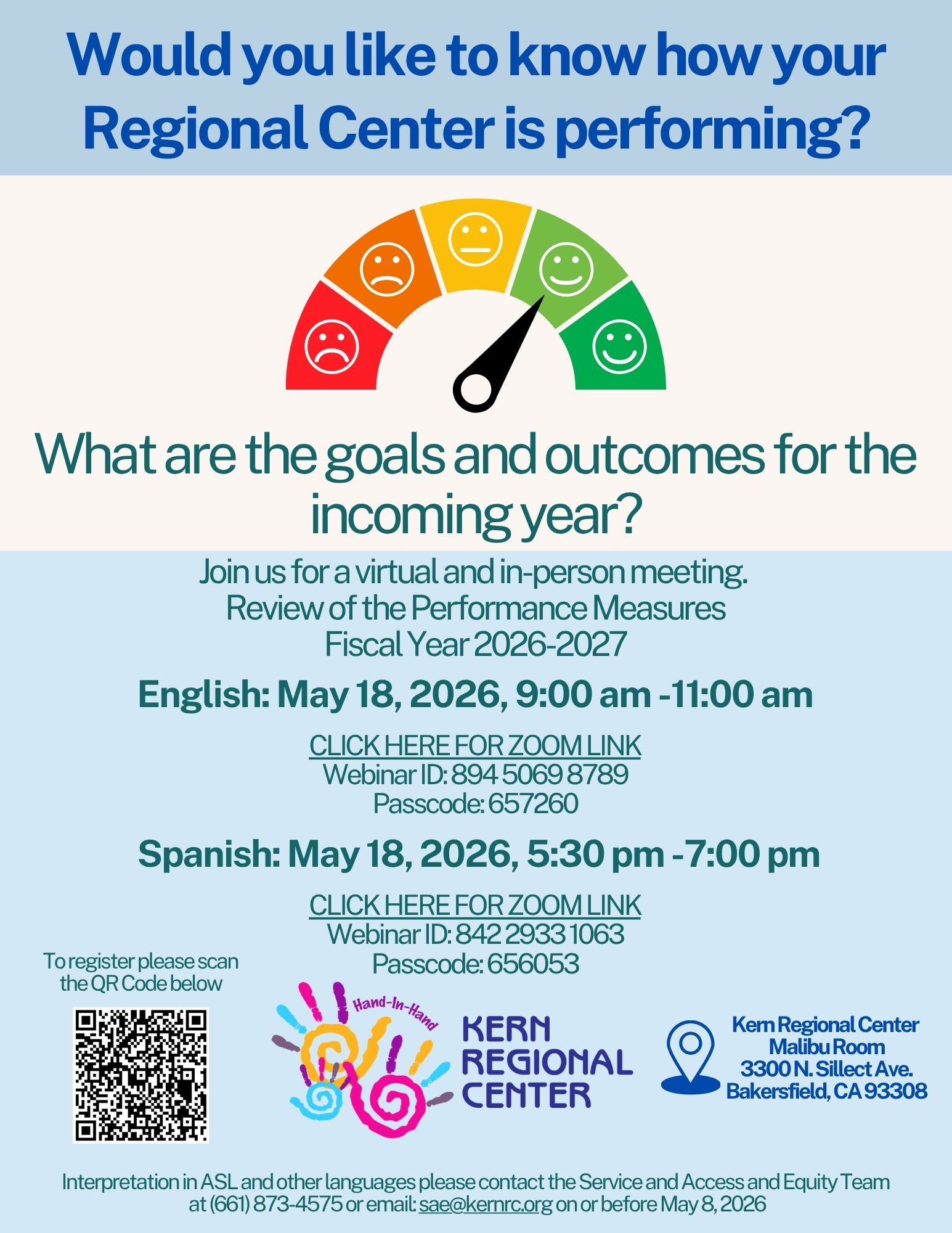 Performance Measure English is on May 18th, 9:00-11:00 AM
